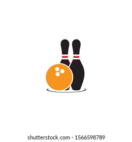 Bowling icon  silhouette  logo on white background