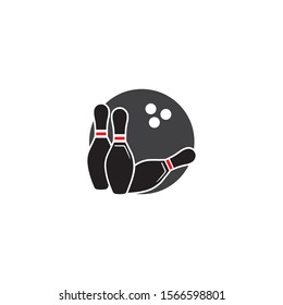 Bowling icon  silhouette  logo on white background
