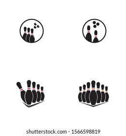 Bowling icon  silhouette  logo on white background