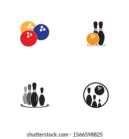 Bowling icon  silhouette  logo on white background