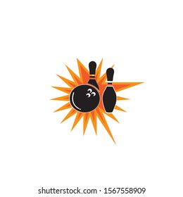 Bowling icon  silhouette  logo on white background