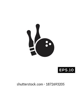 Bowling Icon. Bowling Silhouette Sign Logo Vector