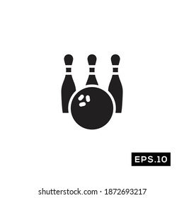 Bowling Icon. Bowling Silhouette Sign Logo Vector