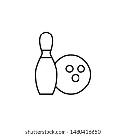bowling icon. Simple thin line, outline vector of Amusement icons for UI and UX, website or mobile application