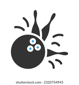 Bowling icon solid blue black colour sport illustration vector element and symbol perfect.