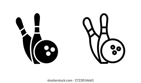 Icono de bolos para App y Sitios web. bola de bolos y pin signo y símbolo.