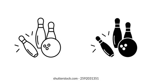 Bowling icon symbol collection on white background.