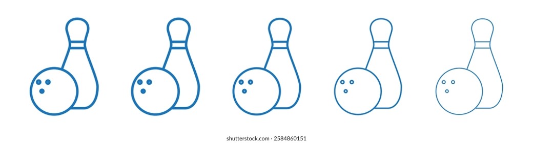 Bowling icon Symbol collection thin outline set