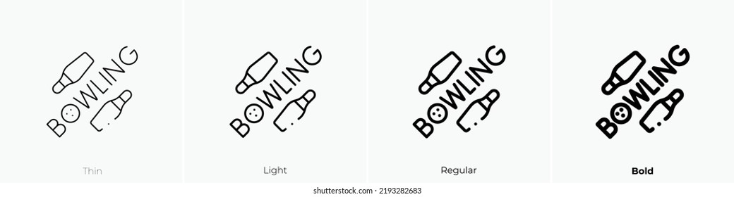 bowling icon. Thin, Light Regular And Bold style design isolated on white background