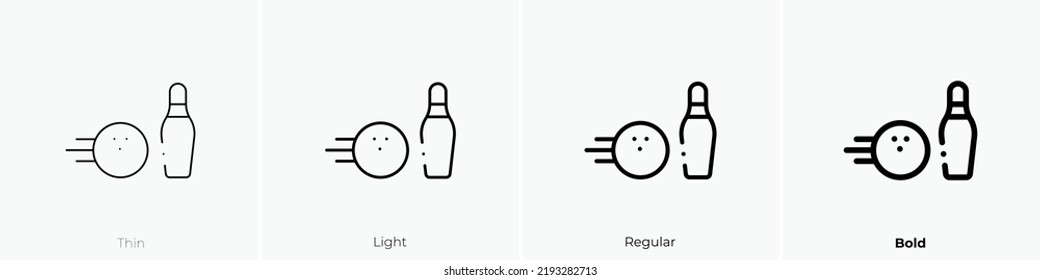bowling icon. Thin, Light Regular And Bold style design isolated on white background