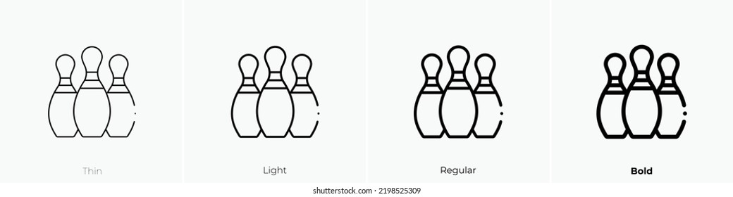 bowling icon. Thin, Light Regular And Bold style design isolated on white background