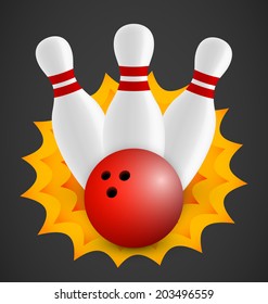 Bowling Icon Three Bowling Pins Red Stock Vector (Royalty Free ...