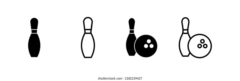 Bowling icon vector. bowling ball and pin sign and symbol.