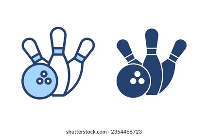 Bowling icon vector. bowling ball and pin sign and symbol.