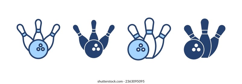 Bowling icon vector. bowling ball and pin sign and symbol.