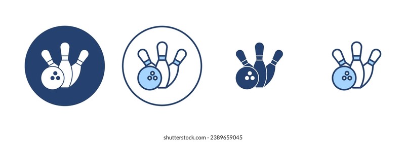 Bowling-Symbol-Vektorgrafik. Bowlingkugel und Pin-Zeichen und Symbol.