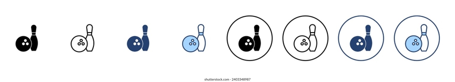 Vector de icono de bolas. bola de boliche, signo y símbolo de pin.