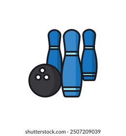 Bowling icon vector. bowling ball and pin sign and symbol. vector icon editable. Perfect for web and app interfaces, infographics, etc.