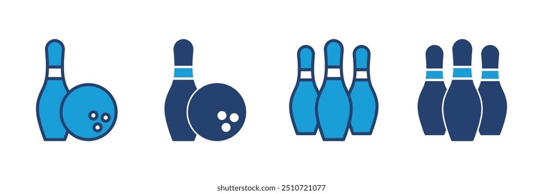 Bowling icon vector. bowling ball and pin icon. bowling pins