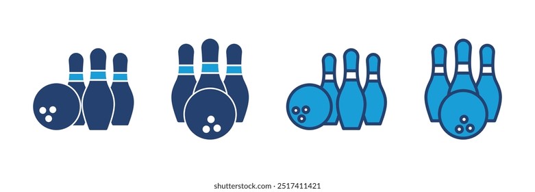 Bowling icon vector. bowling ball and pin icon. bowling pins