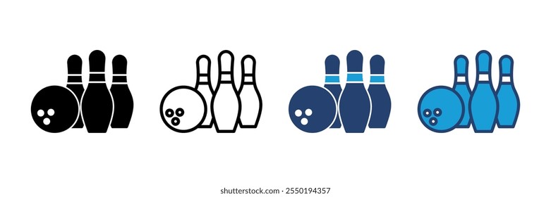 Bowling icon vector. bowling ball and pin icon. bowling pins