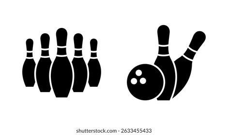 Bowling icon vector. bowling ball and pin sign and symbol.