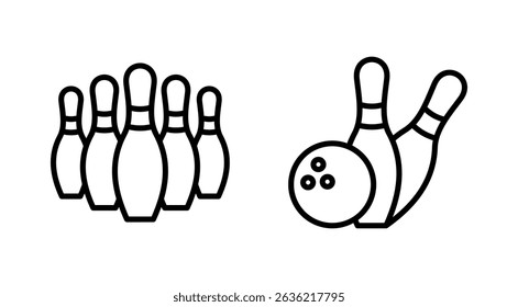 Bowling icon vector. bowling ball and pin sign and symbol.