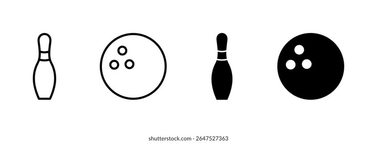 Bowling icon vector. bowling ball and pin sign and symbol.