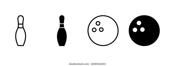 Vetor de ícone de boliche. Bola de boliche e sinal e símbolo de pin.