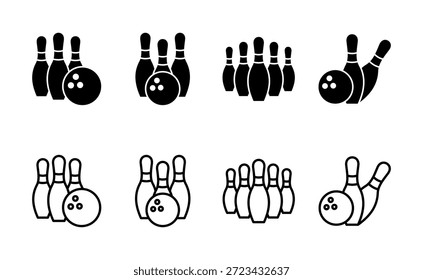 Bowling icon vector. bowling ball and pin sign and symbol.