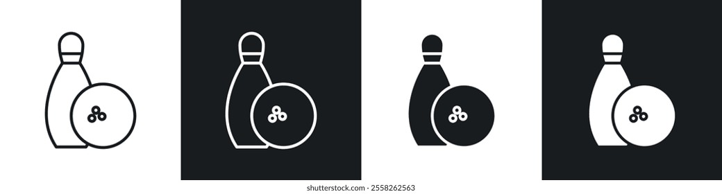 Bowling icon vector collection in black and white.