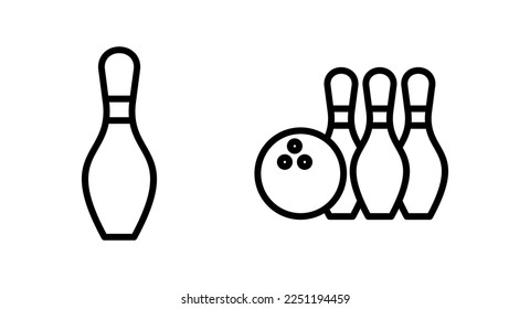 Bowling Symbol, Vektorgrafik. Bowlingkugel und Pin-Zeichen und Symbol.