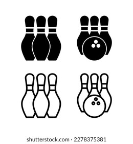 Ilustración vectorial de icono de bolas. bola de boliche, signo y símbolo de pin.