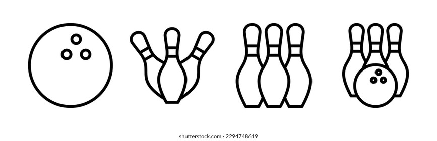 Ilustración vectorial de icono de bolas. bola de boliche, signo y símbolo de pin.
