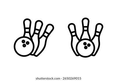 ícone de boliche ilustração vetorial. bola de boliche e sinal de pin e símbolo.