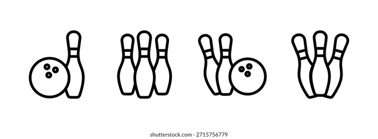 Bowling-Symbol, Vektorgrafik. Bowlingkugel und Pin-Zeichen und -Symbol.