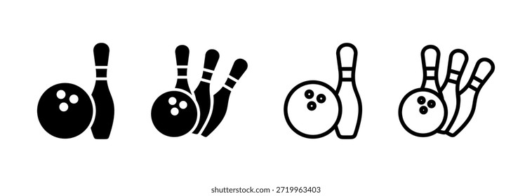 Icono de bolos Ilustración vectorial. bola de bolos y pin signo y símbolo.