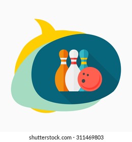 Bowling icon, vector illustration. Flat design style with long shadow,eps10