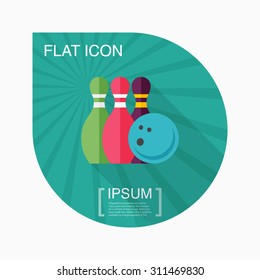 Bowling icon, vector illustration. Flat design style with long shadow,eps10
