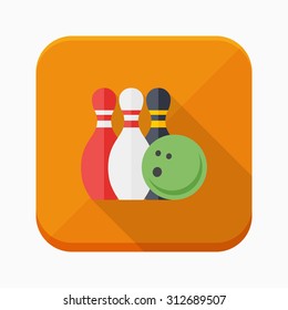 Bowling icon, vector illustration. Flat design style with long shadow,eps10