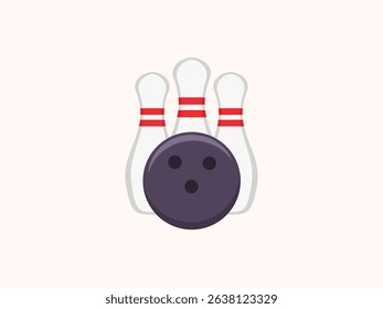 Bowling icon vector illustration with simple and clean design. Ideal for sports apps, game interfaces, leisure activity visuals, and recreational sports content. Bold and modern look.