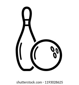Bowling Icon Vector. Line Art Style. EPS 10.