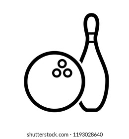 Bowling Icon Vector. Line Art Style. EPS 10.