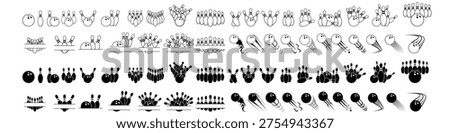 Bowling icon vector set. Bowling ball Illustration sign collection. Bowling pins symbol. Sport logo.