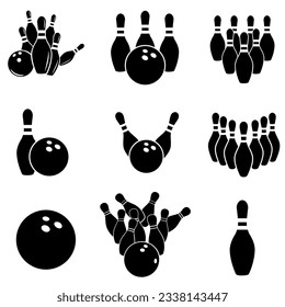 Bowling icon vector set. skittles illustration sign collection. strike symbol or logo.