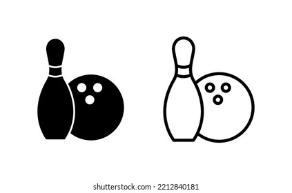 Bowling icon vector for web and mobile app. bowling ball and pin sign and symbol.