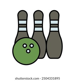 bowling icon with white background vector stock illustration