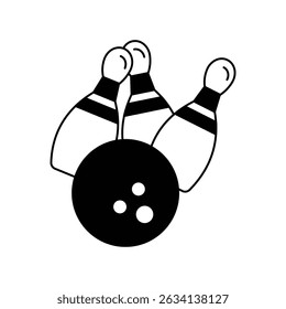 bowling icon with white background vector stock illustration