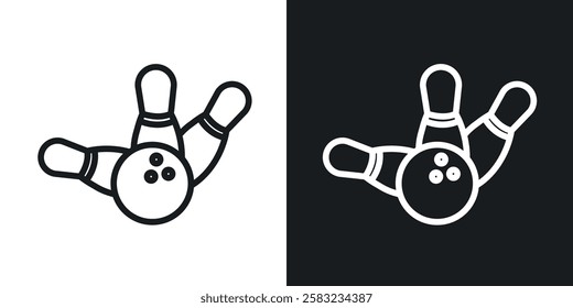 Bowling icons in black and white liner strokes for web design.