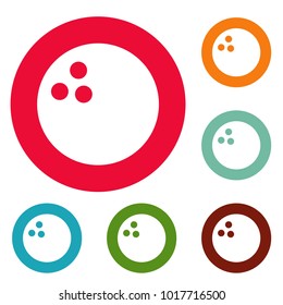Bowling icons circle set vector isolated on white background